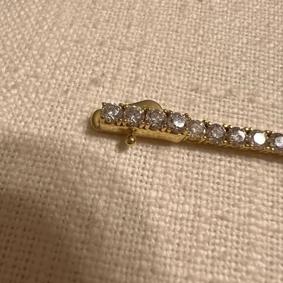 14k Yellow Gold plated Vermeil tennis bracelet with Cubic Zirconia - Picture 10 of 10